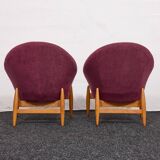 Lounge Chairs in Hand-Stitched Jacquard Upholstery by Sándor Palócz, 1968