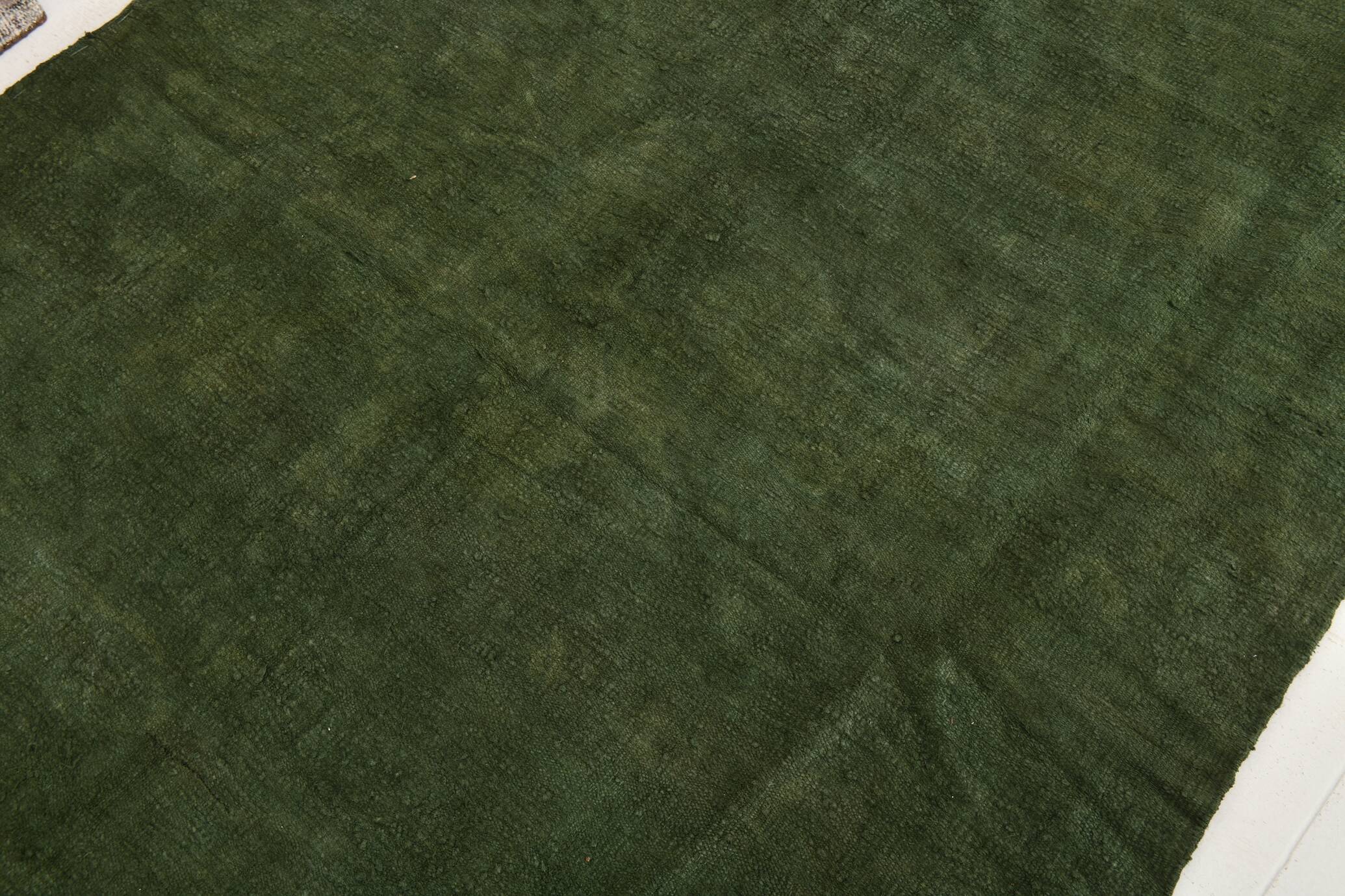 Forest Green Turkish Woven Kilim Rug For Bedroom, 157x278 Cm