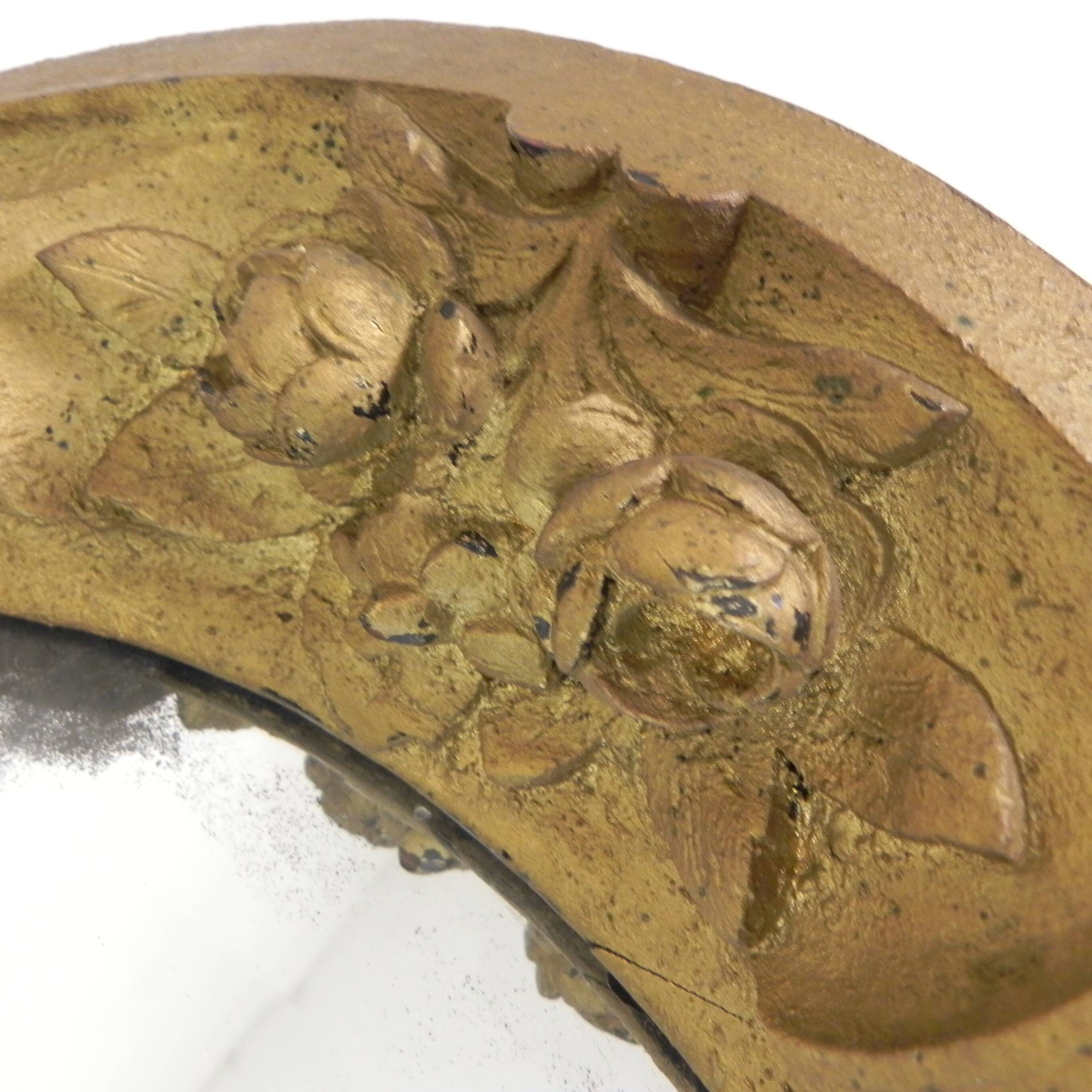 Oval gold mirror with faceted edge, 1950s