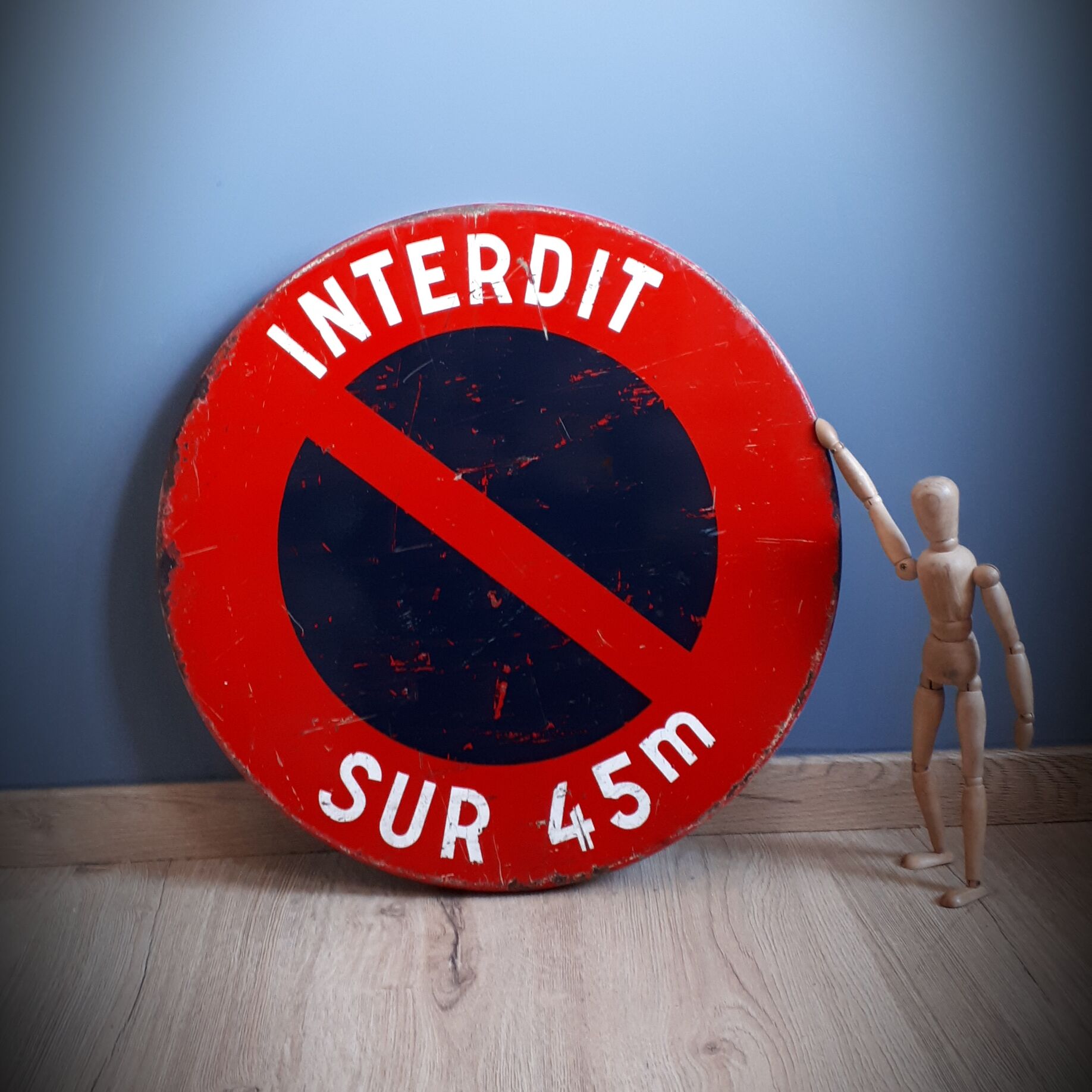 Panneau routier 1965 Interdit 45m