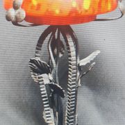 Magnificent lamp from 1920, 40 forged iron, 36x15, glass dome.