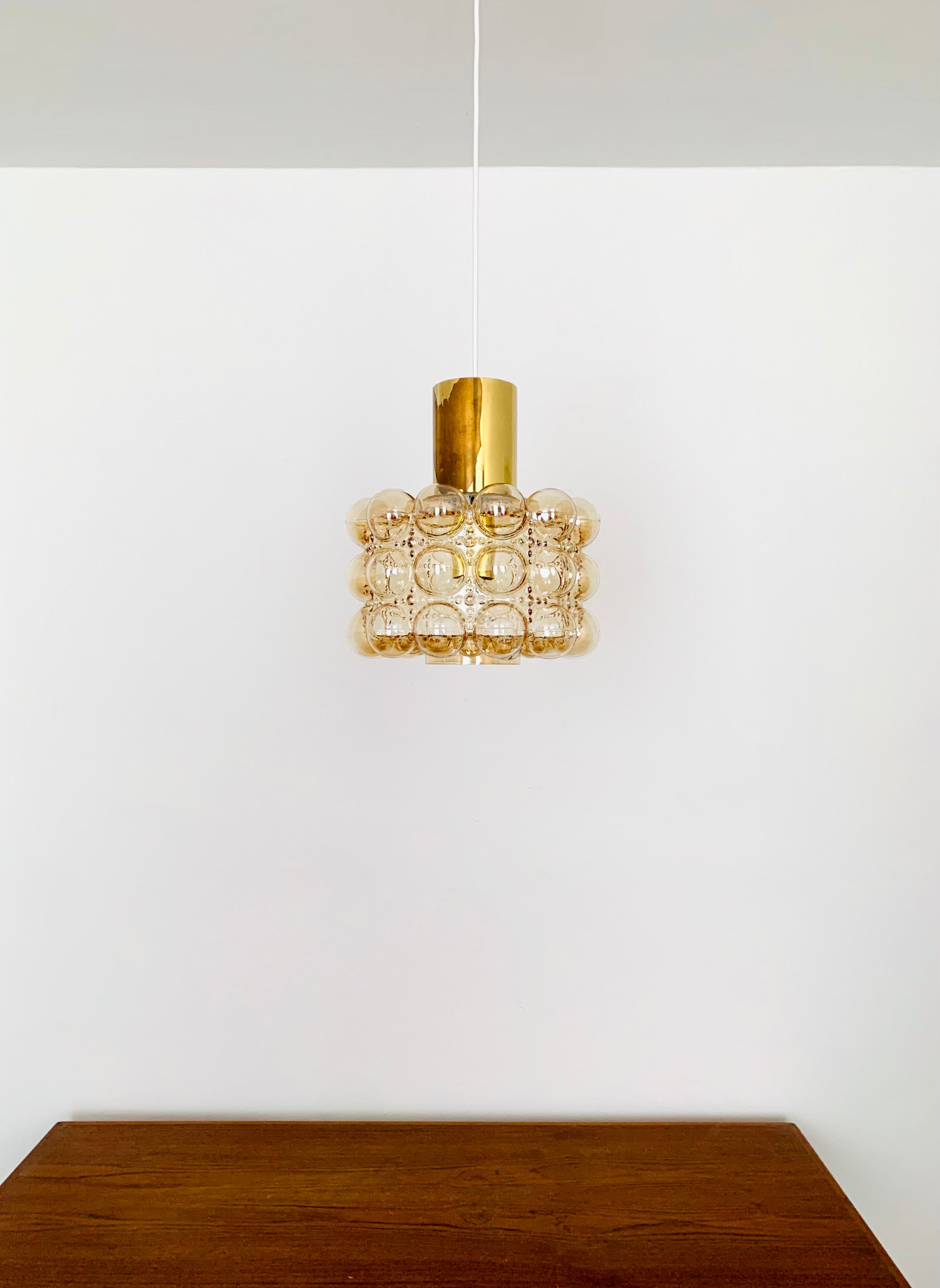 1 of 2 Large Bubble Glass Pendant Lamps by Helena Tynell for Glashütte Limb