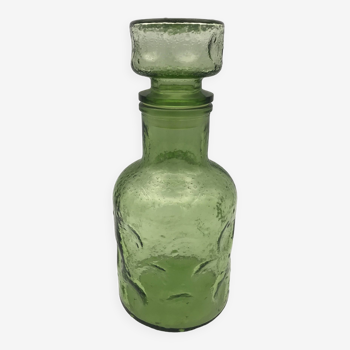 CARAFE Vintage en VERRE Vert de style Empoli à effet 24,5 cm