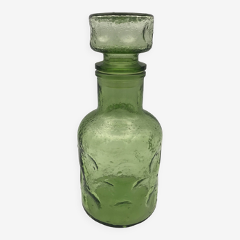 Vintage Green GLASS CARAFE in Empoli style with effect 24.5 cm