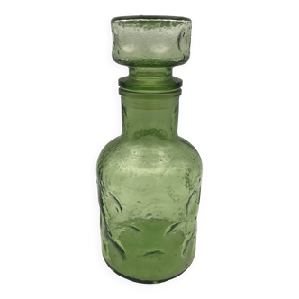 Vintage Green GLASS CARAFE in Empoli style with effect 24.5 cm