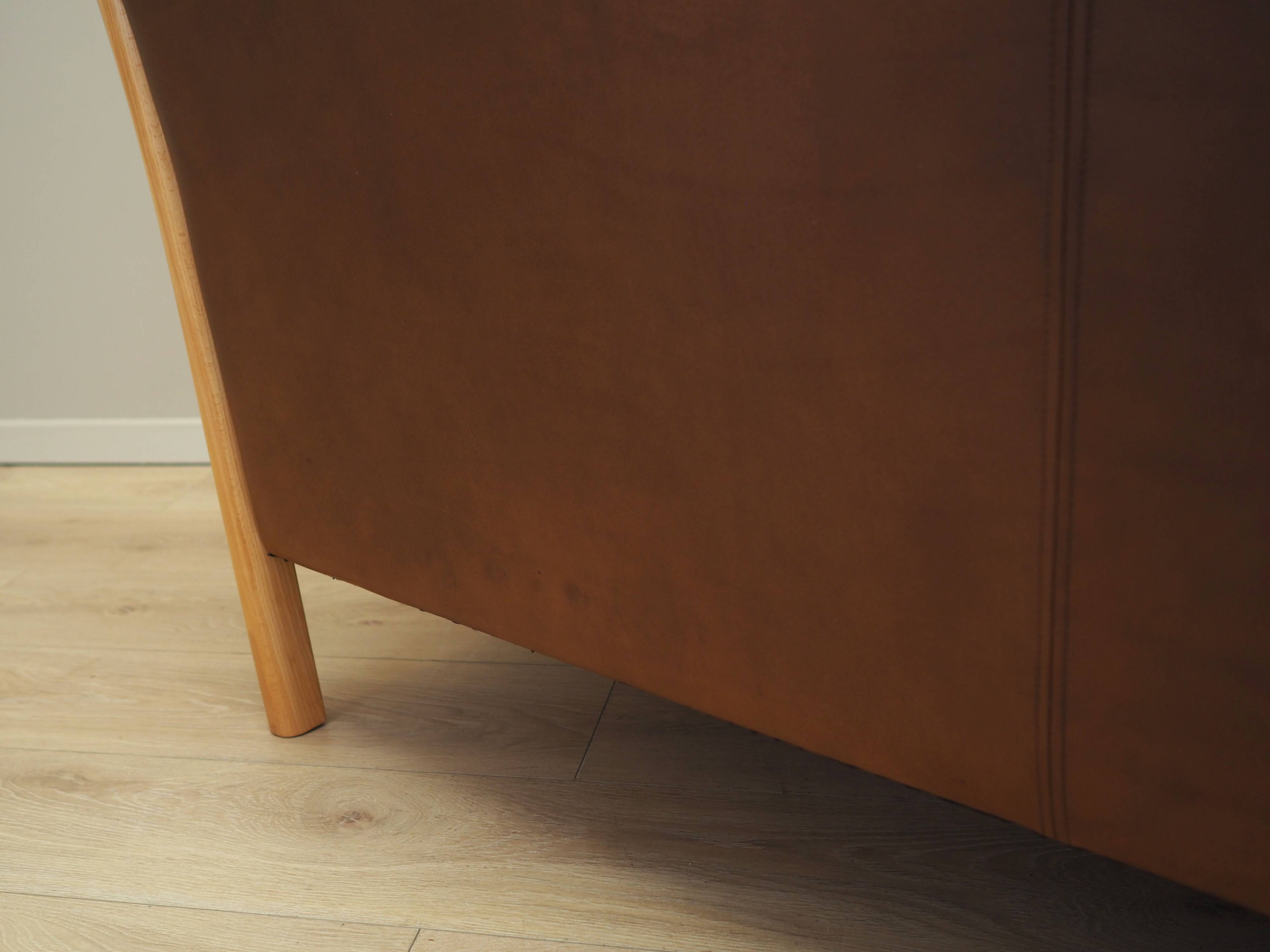 Brown leather sofa, Danish design, 1970s, production: Denmark