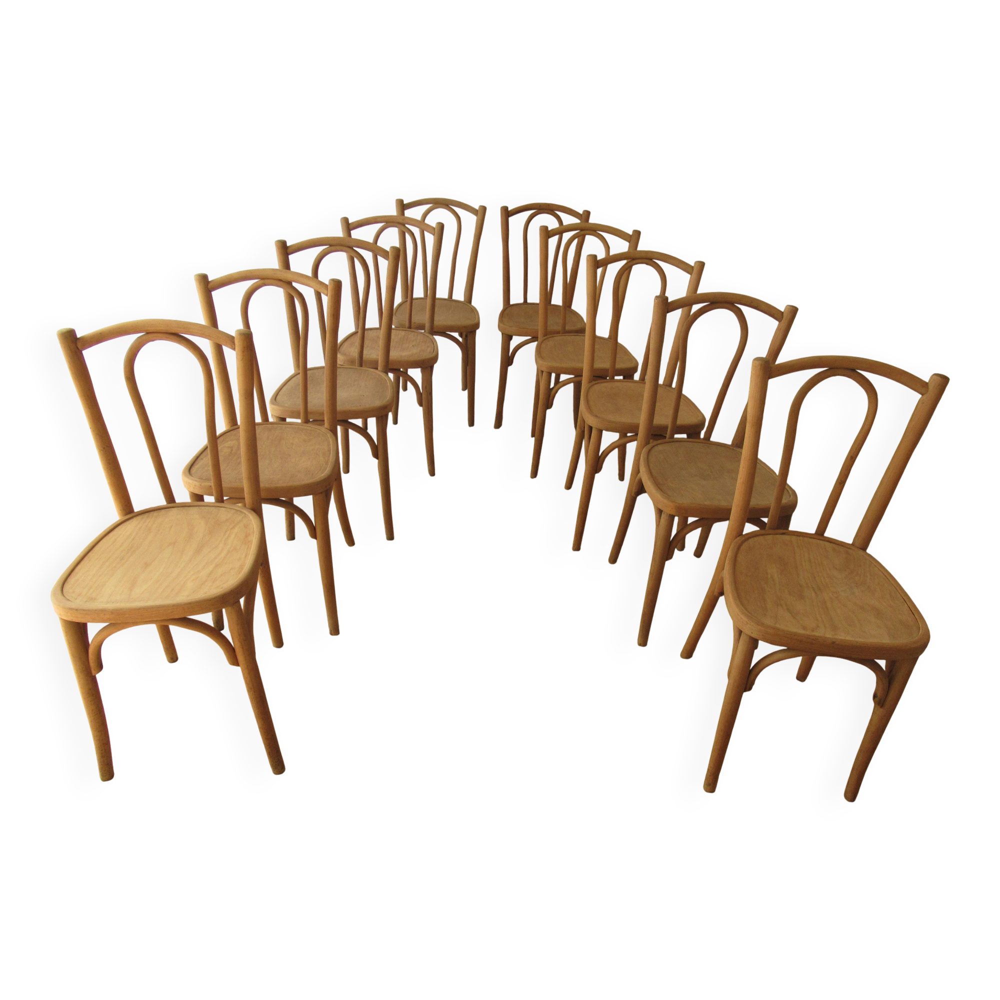 Raw wood bistro chairs.