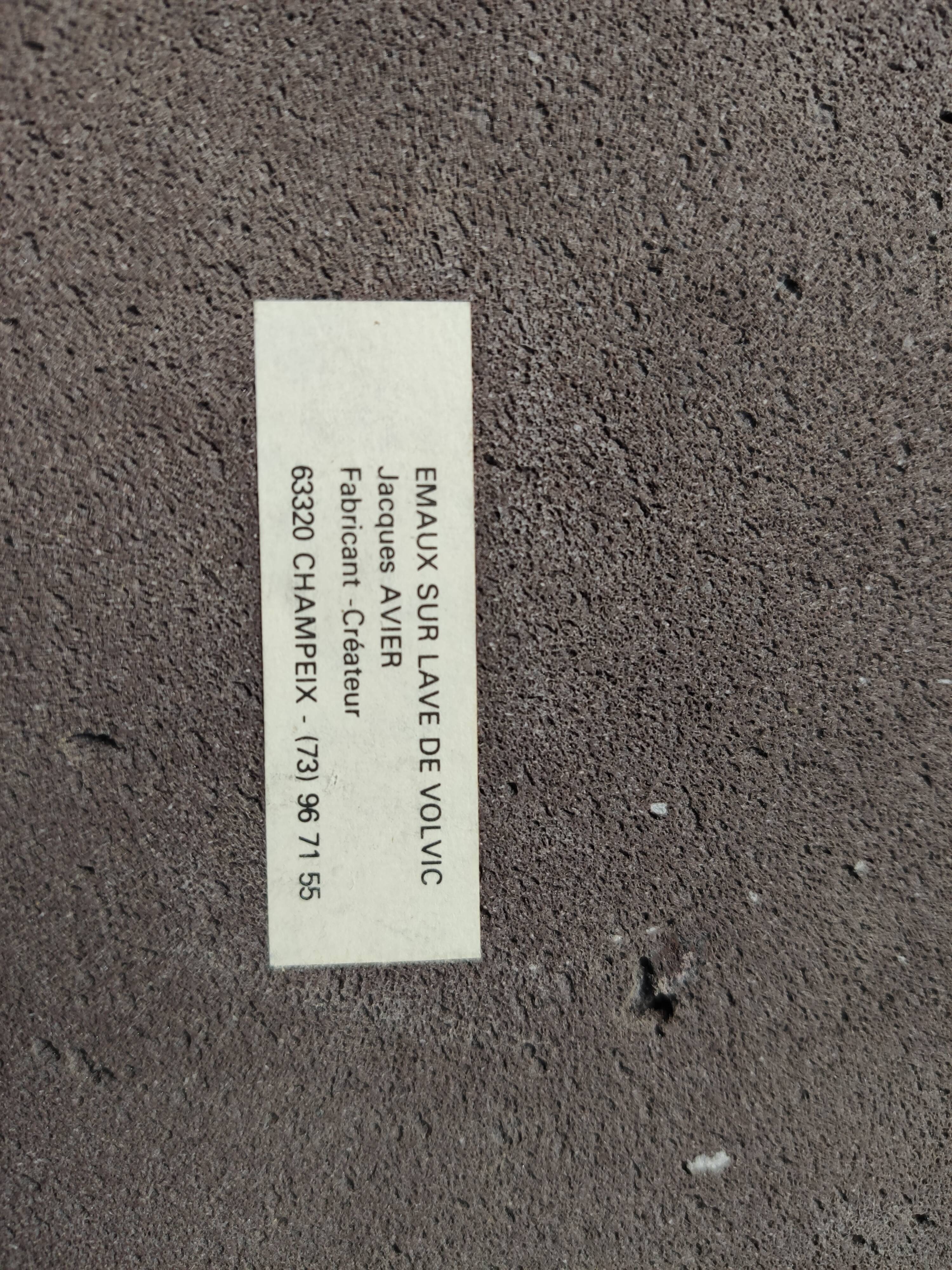 Enamel mirror on Volvic lava by Jacques Avier, 1980s