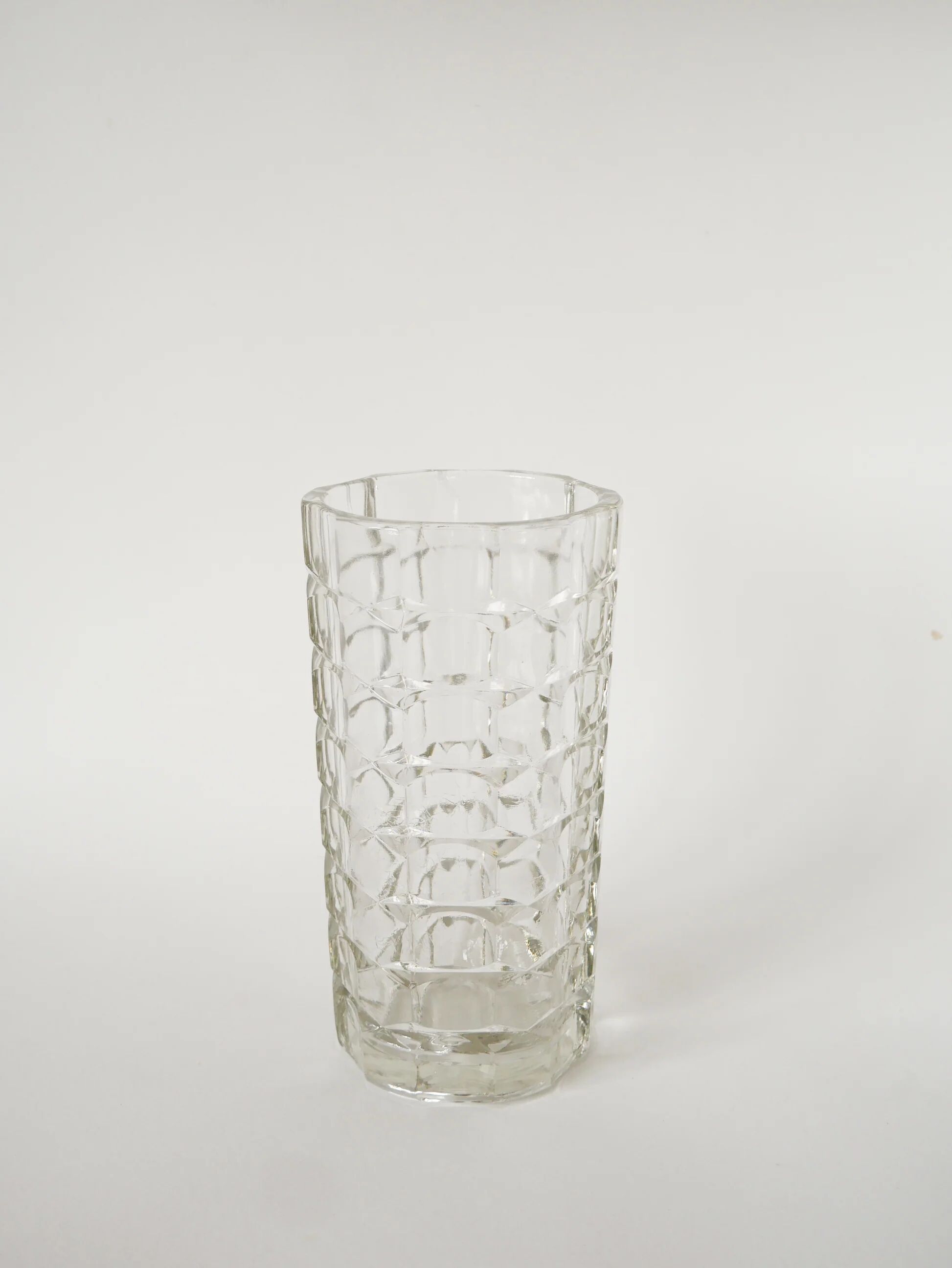 Large pressed moulded glass vase, made in Italy, 1970.