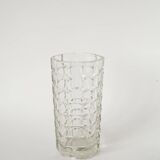 Large pressed moulded glass vase, made in Italy, 1970.