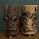 Pair of mid-20th century Africanist statue masks in carved wood