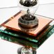 Stunning  large 1980s Italian mirror ceiling lamp in Postmodern design