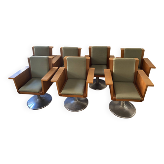 Set of 7 Mid Century Soviet Office and Club Arm Chairs