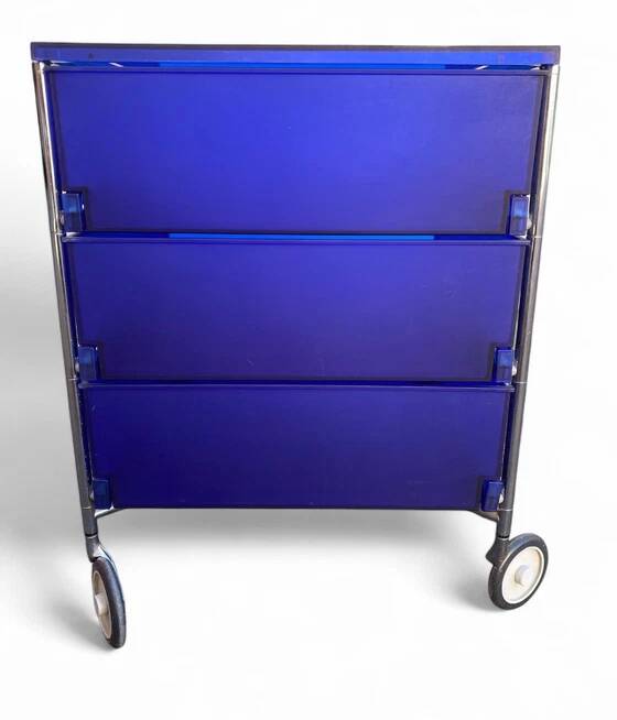 Mobil storage unit – 3 cobalt blue drawers – Kartell, 1993 (First edition)