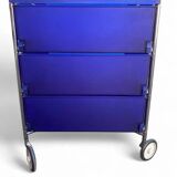 Mobil storage unit – 3 cobalt blue drawers – Kartell, 1993 (First edition)