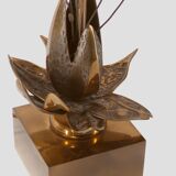 Exotic flower table lamp in solid brass