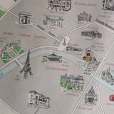 Vintage school map mdi France Paris Paris region