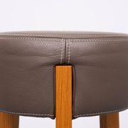 Top quality Leather Pouf 3 Oak legs 1990s