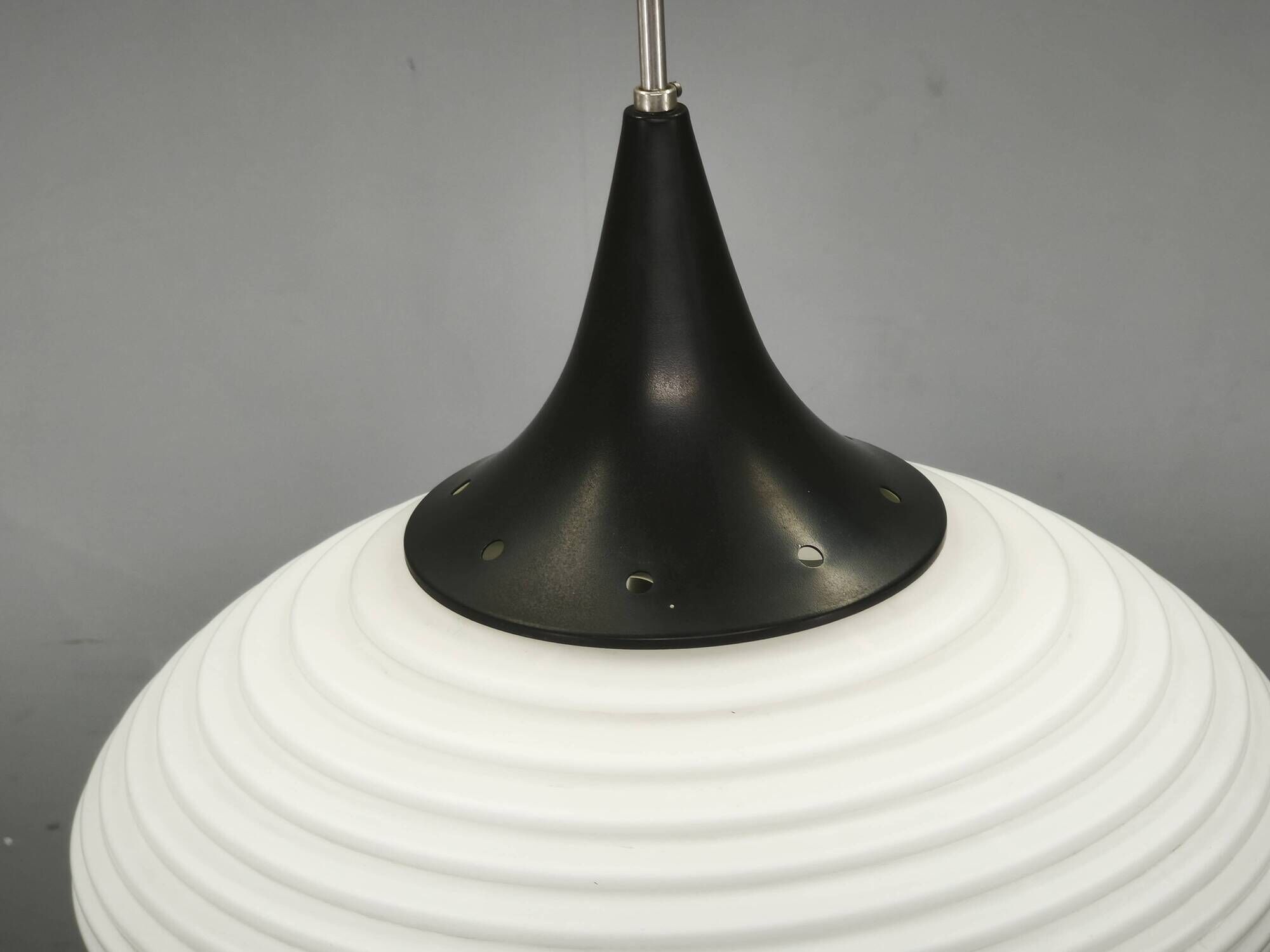 Pair of Space Age Opaline Glass Pendants, Czechoslovakia, 1970s