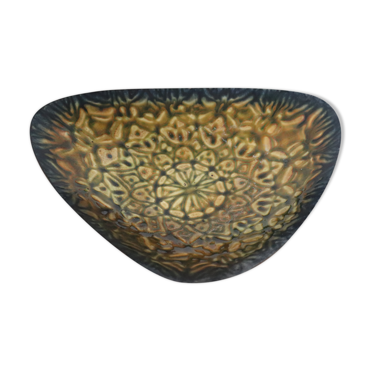 Vintage enamelled copper dish