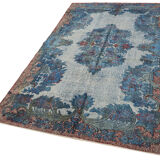 Hand-knotted antique oriental 1970s 163 cm x 267 cm blue carpet
