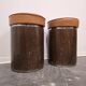 1970s Vintage Wooden Stool – Faux Leather Cushion & Aluminium Trim