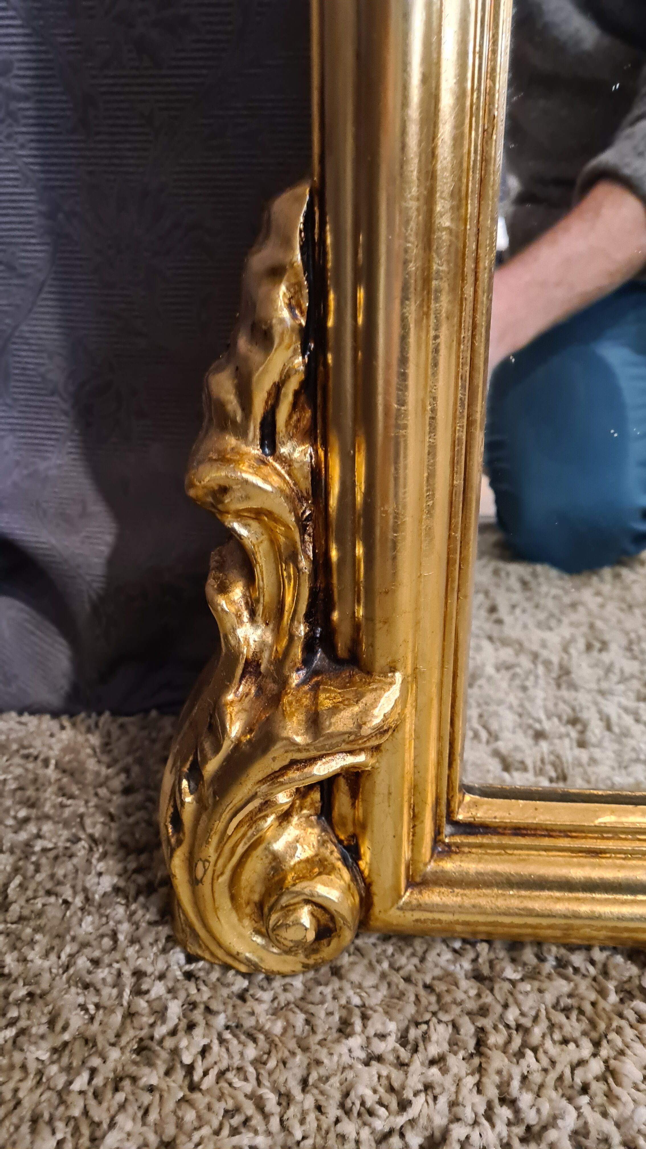 Golden vintage mirror - 180x68cm