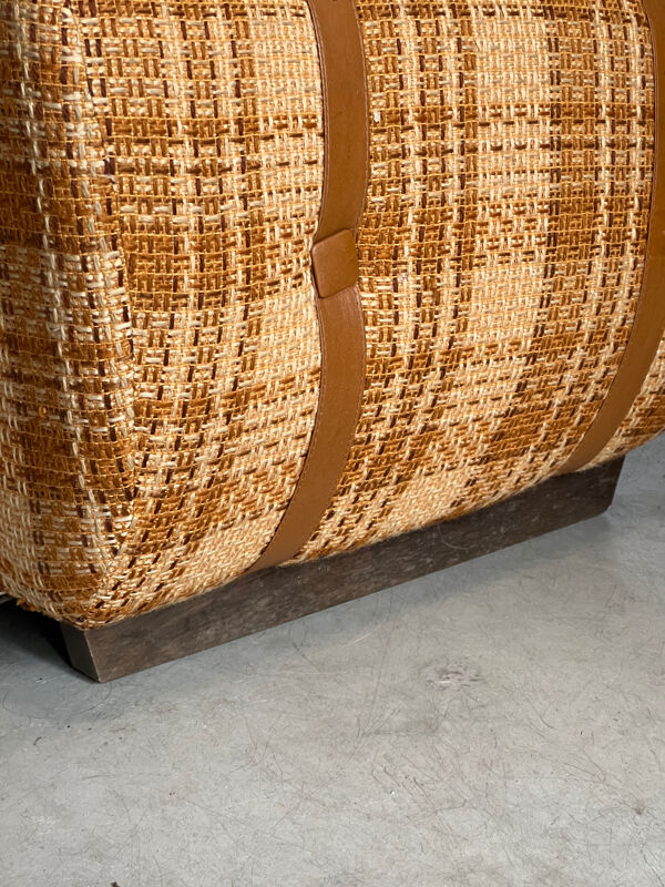 Fauteuil vintage années 70 tweed beige orange marron