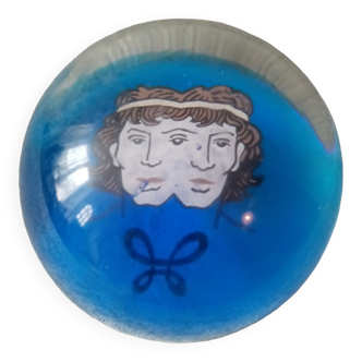 Superb old sulphide paperpress decorated with characters