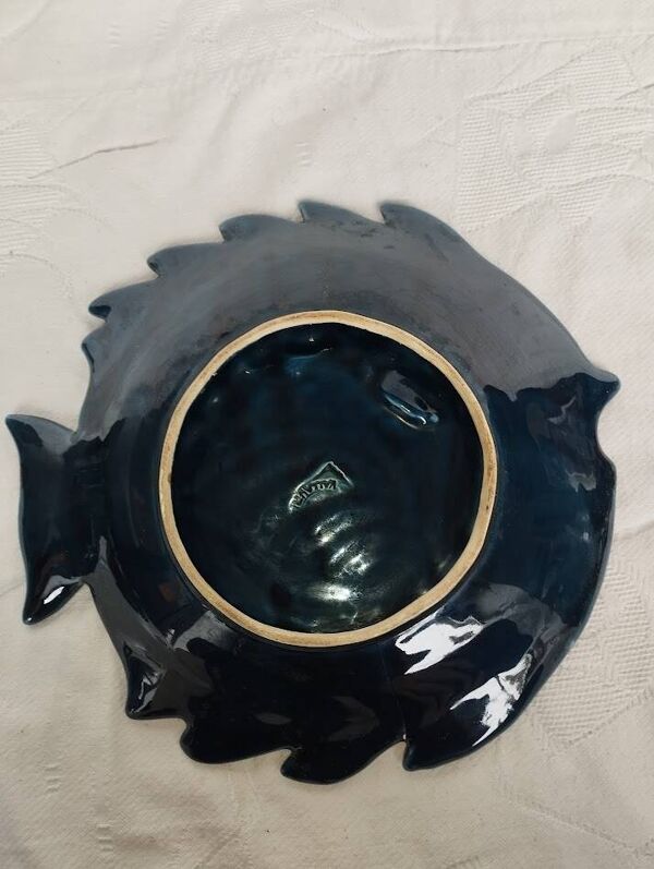 Plat poisson vintage Vallauris – Céramique – 45 cm – Années 60