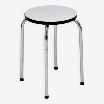 Vintage formica stool gray chrome base stool 1960s