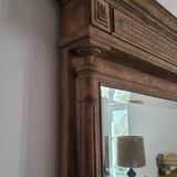 Old trumeau fireplace columns beveled mercury mirror raw solid wood rectangular molded beveled moldings