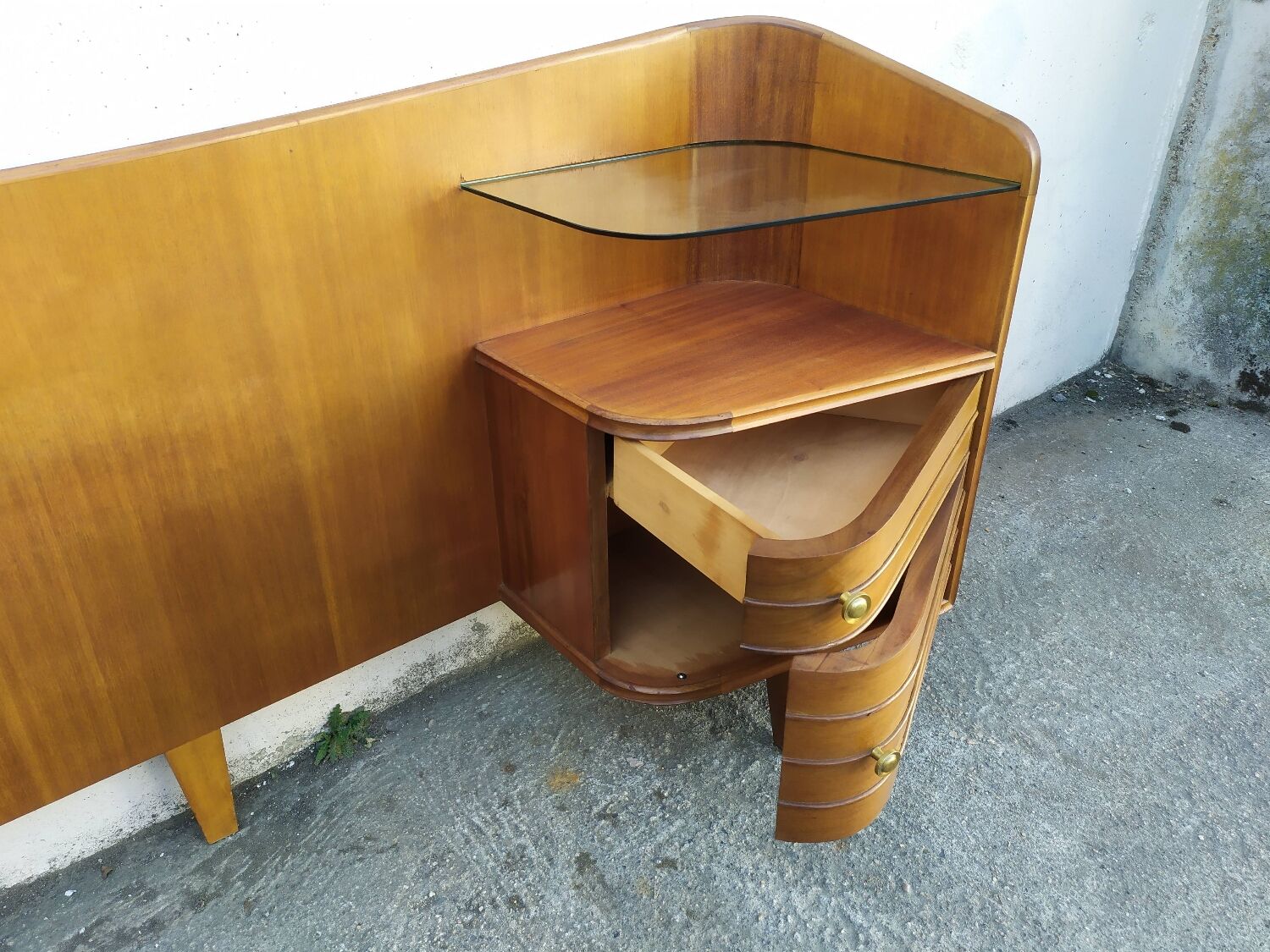 Vintage headboards and bedside tables