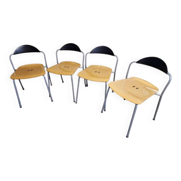 4 chaises en hêtre MB9918 par Vico Magistretti pour Fritz Hansen