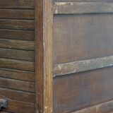 Antique oak notary cabinet with two roller doors and a working lock