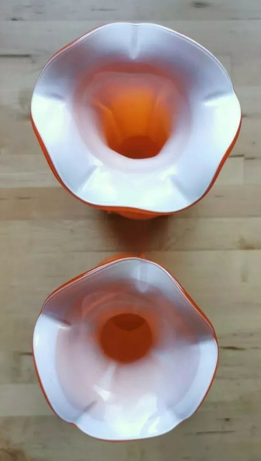 Pair of orange blown glass vases