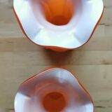 Paire de vases en verre soufflé orange