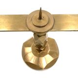 Brutalist brass pair of candle holders, France 1970