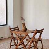 Teak table and its 4 vintage folding chairs