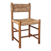 Chaise en bois avec assise en paille et dossier, années 1960