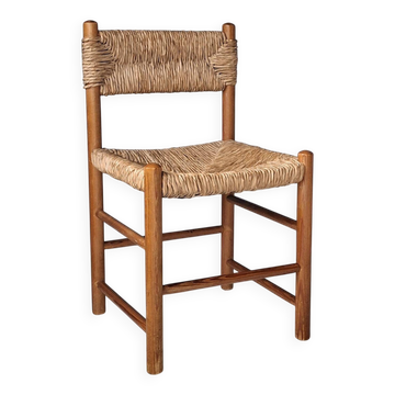 Wooden chair with rush seat and backrest, 1960s