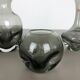 Set of 3 cubic hand blown crystal glass vase by Friedrich Kristall Germany 1970s