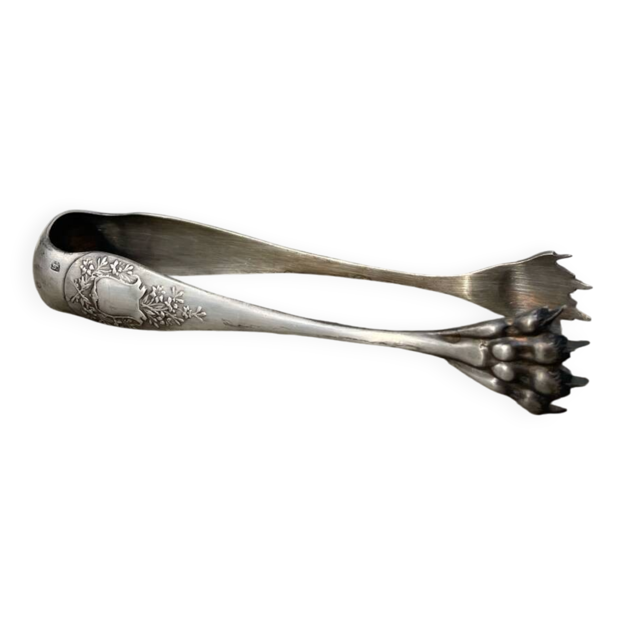 Silver-plated metal sugar tongs