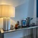 70s stainless steel and glass console