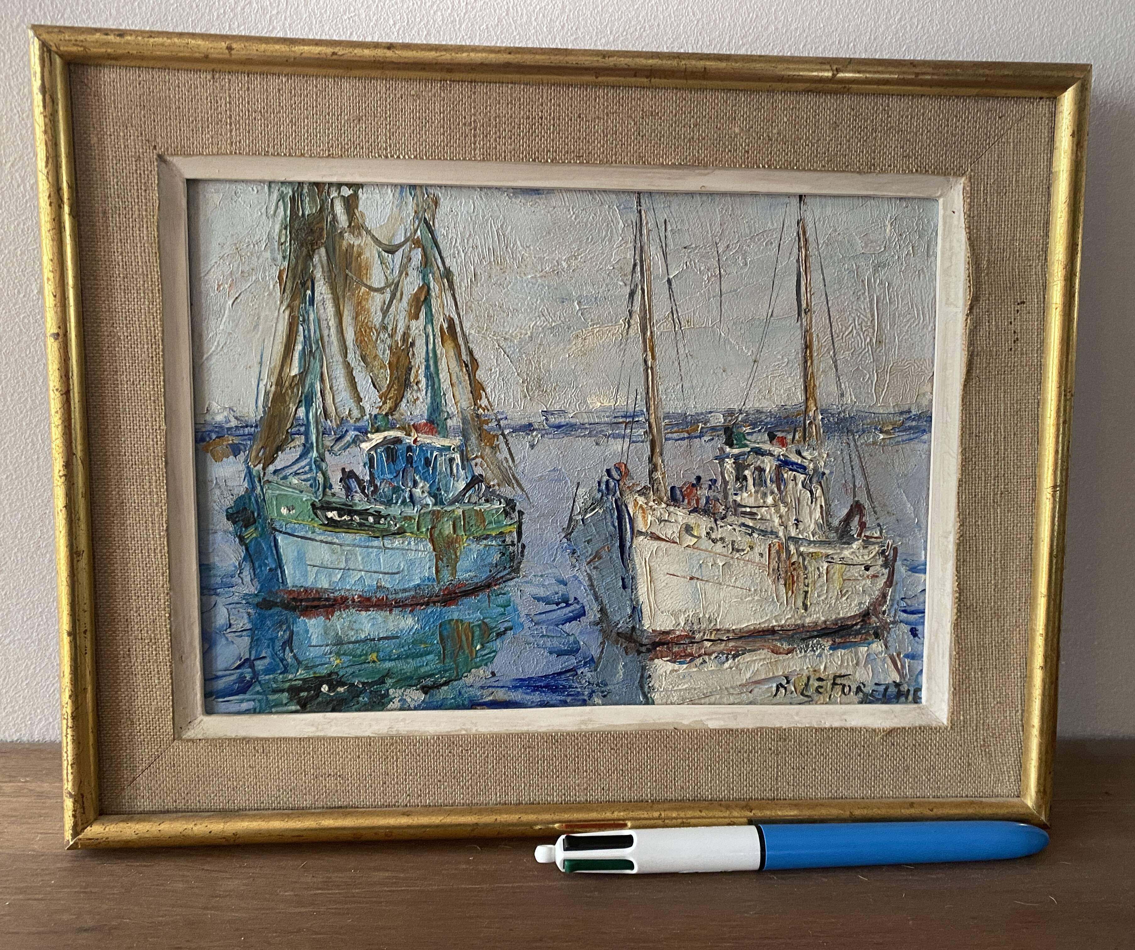 Painting signed René Leforestier and frame