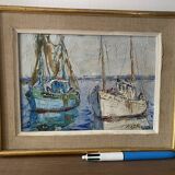 Painting signed René Leforestier and frame