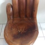 Chaise en acajou main de bouddha années 60