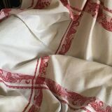 Large vintage red and white tablecloth