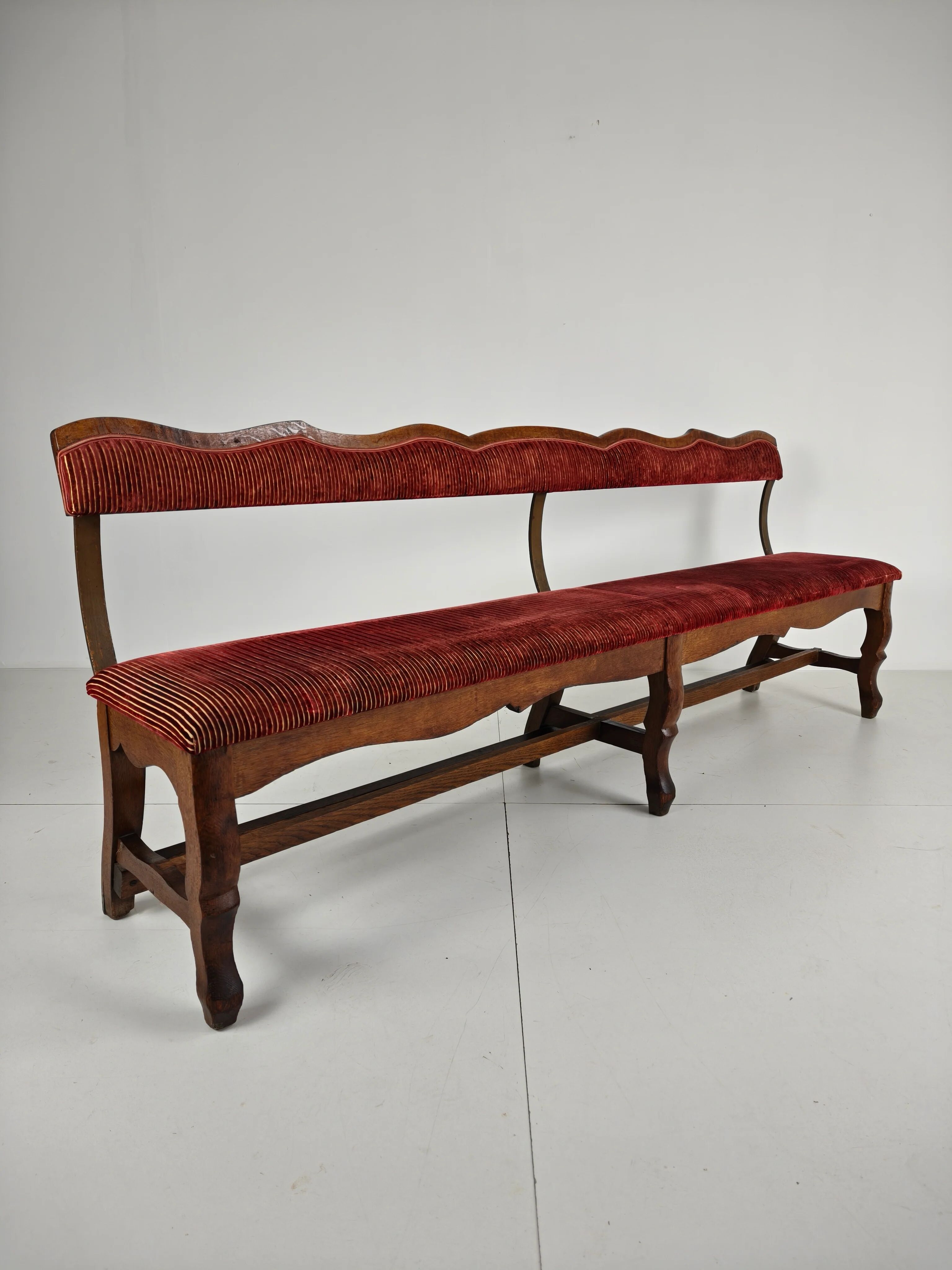 Unique early 20th century oak hall / dining bench