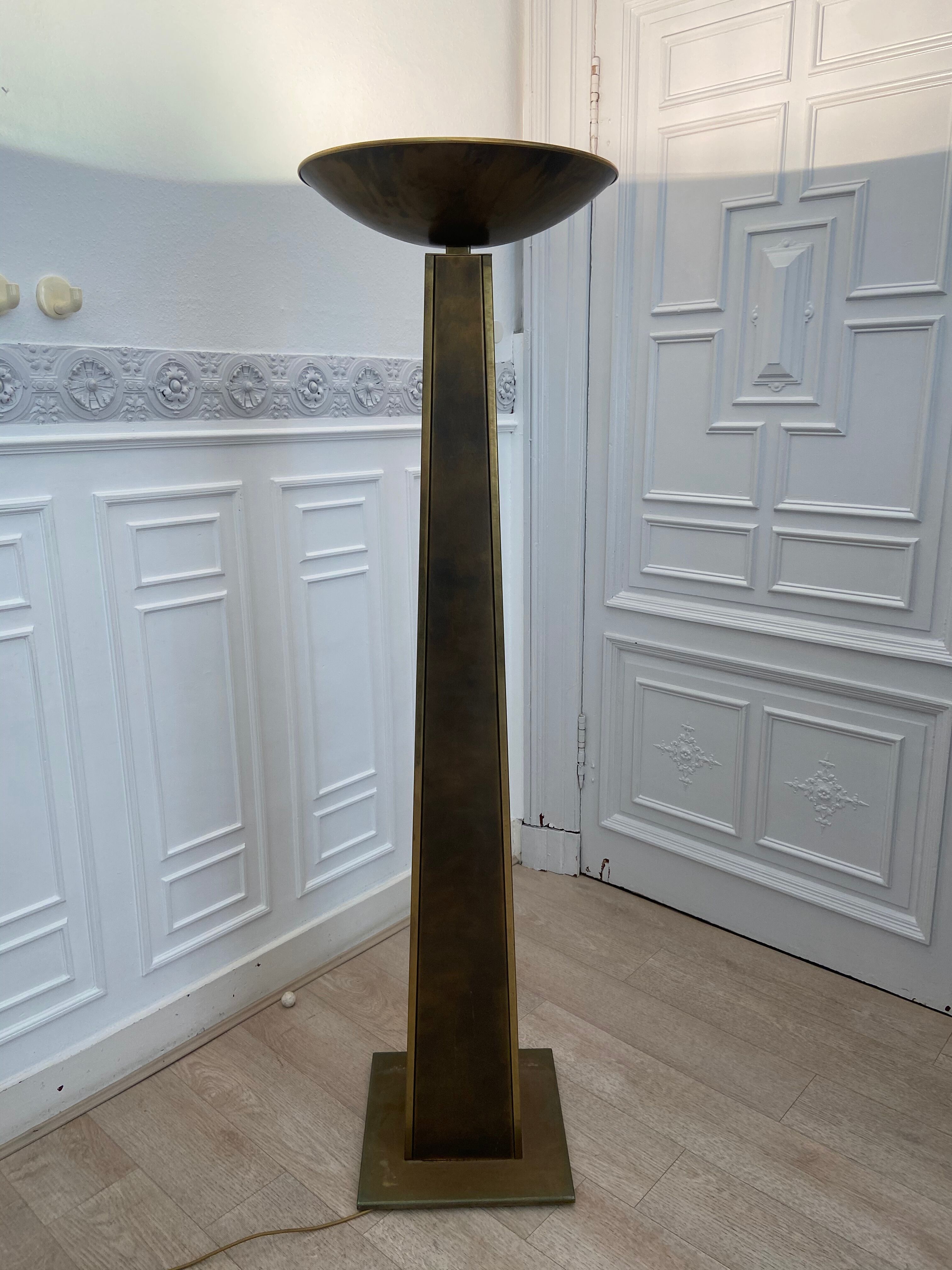 Coppery and gilded floor lamp, Belgo Chrom